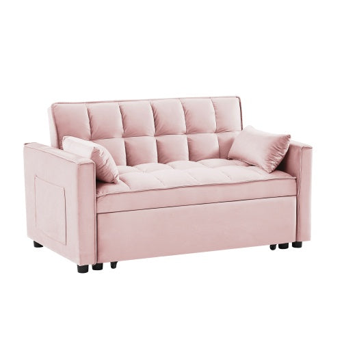 Modern velvet loveseat that transforms into a sleeper sofa with effortless luxury and versatility