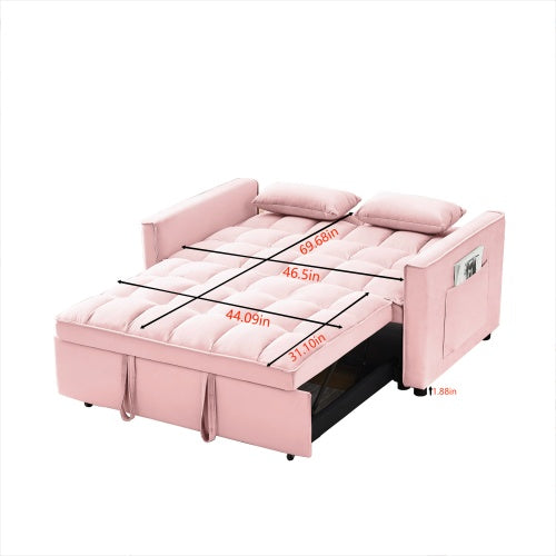 Modern velvet loveseat that transforms into a sleeper sofa with effortless luxury and versatility