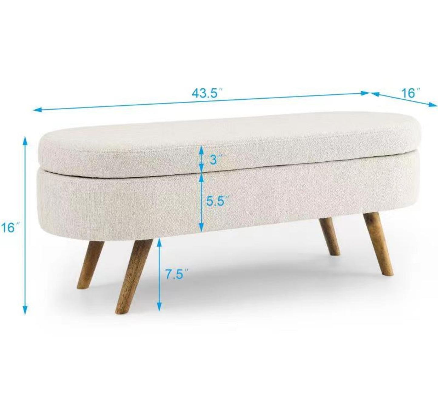 An elegant oval ottoman with hidden storage, crafted for timeless function and refined style